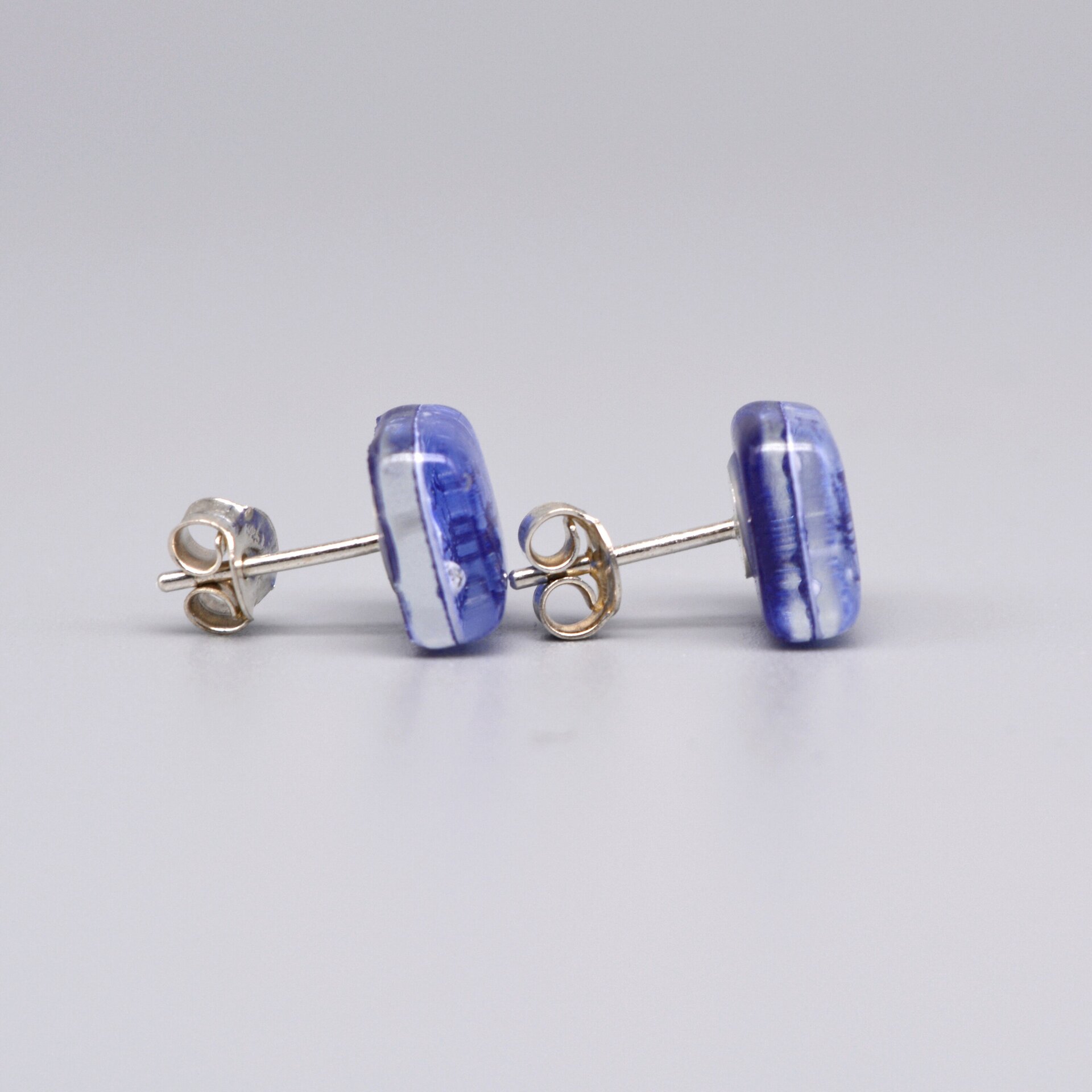 Pendientes con diente de león de vidrio y plata de ley, Color azul - 4