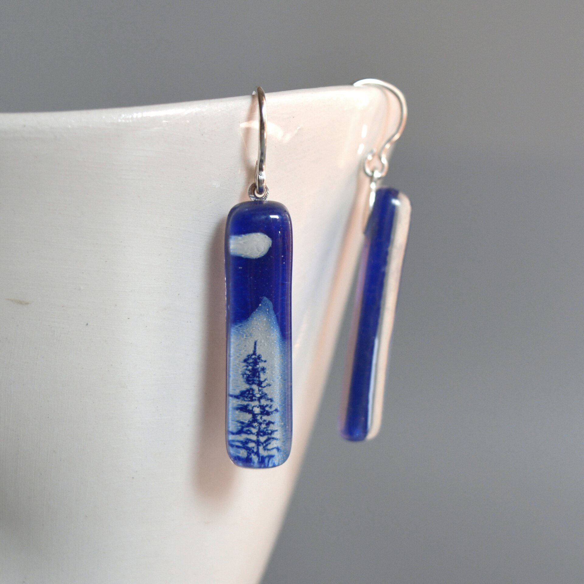 Pendientes colgantes Montaña, Azul cobalto, Vidrio reciclado y plata 925 - 5