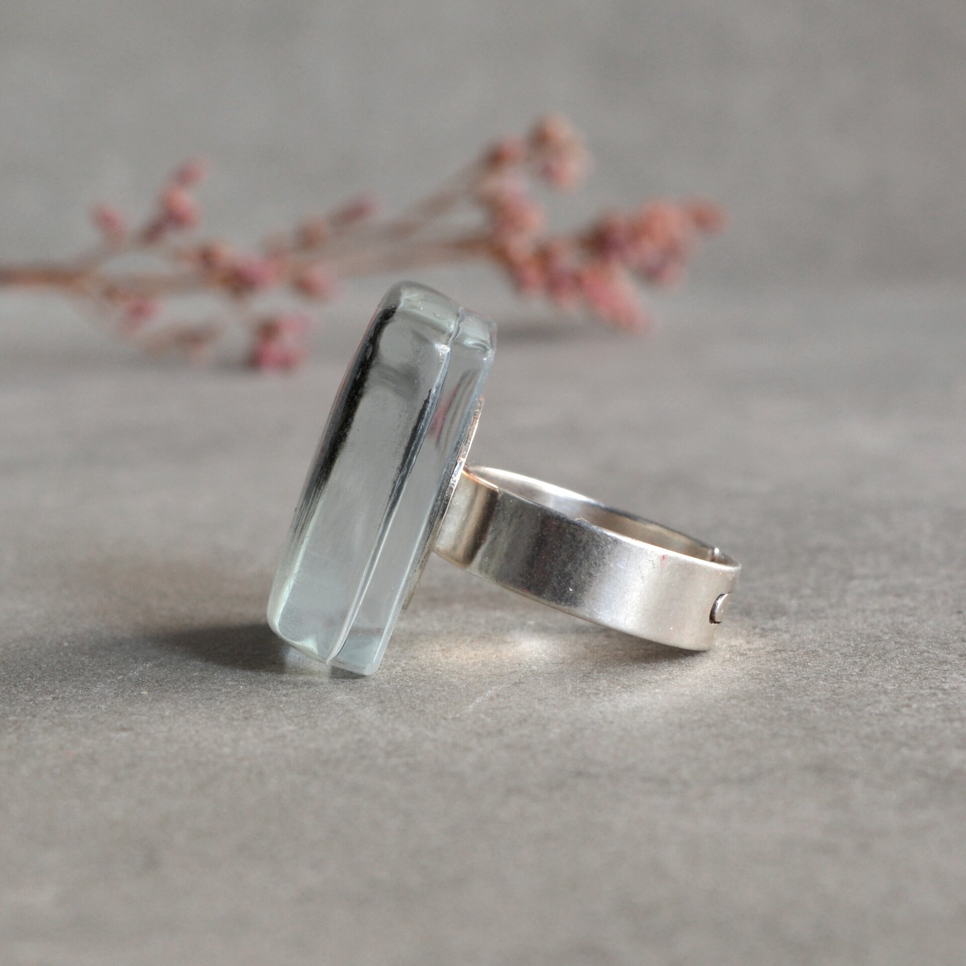 Anillo original con nube de tormenta, Talla ajustable, Diseño cuadrado - 2