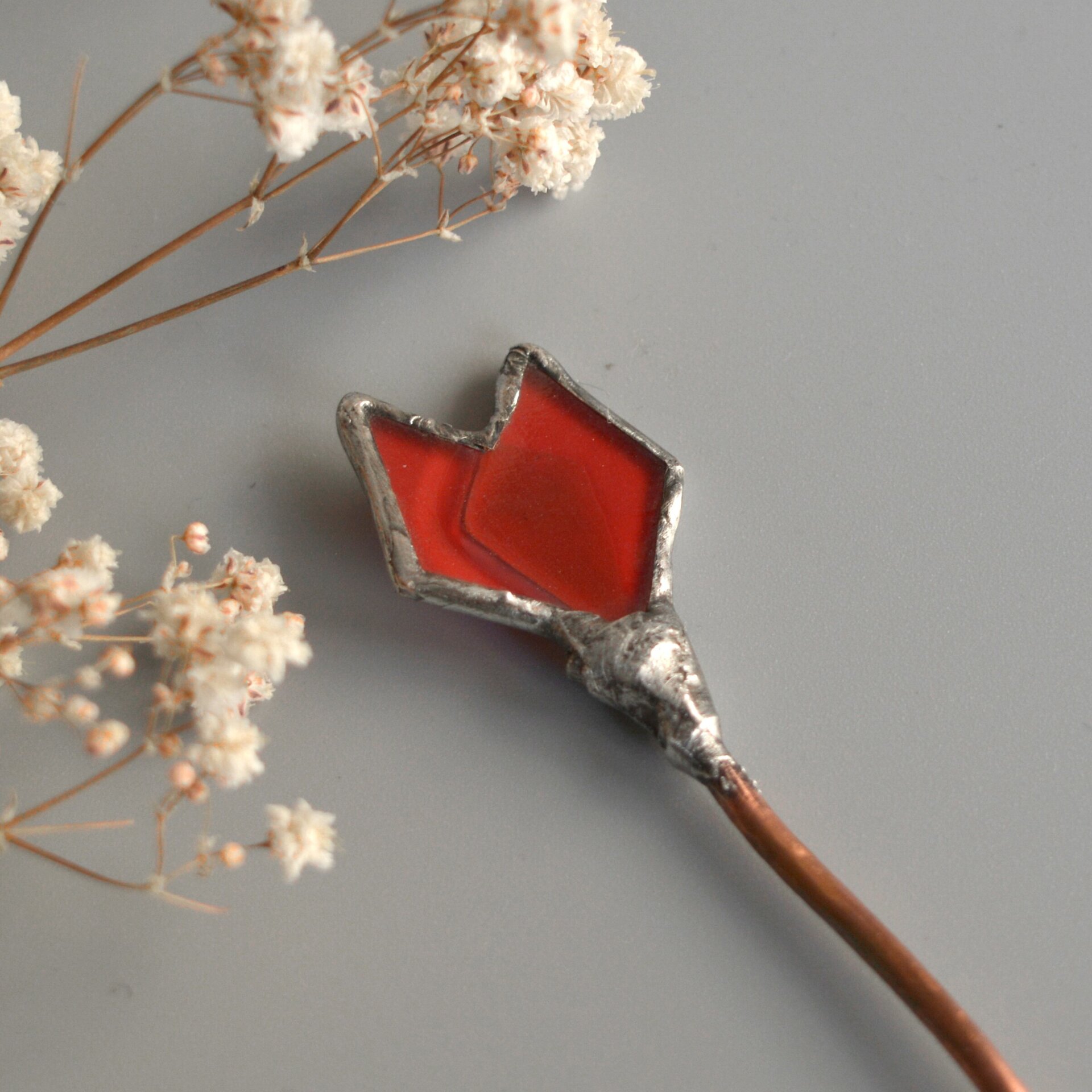 Palo para el pelo con Rosa roja - 5